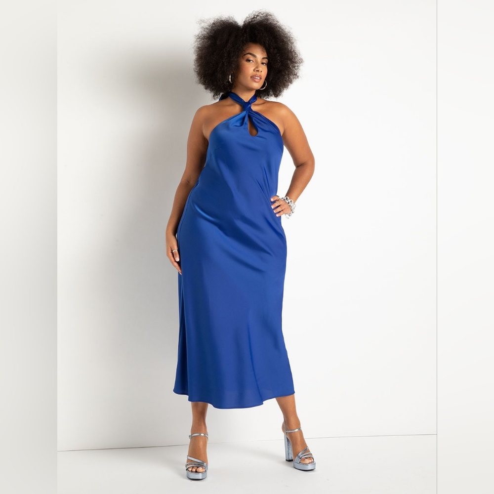 Satin halter slip dress